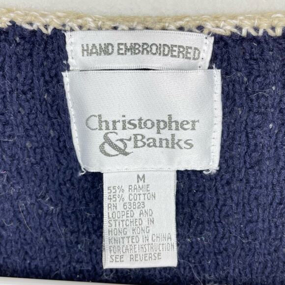 Vintage Christopher & Banks Hand Embroidered Argyle Neutrals Sweater Vest Size M - Picture 2 of 4
